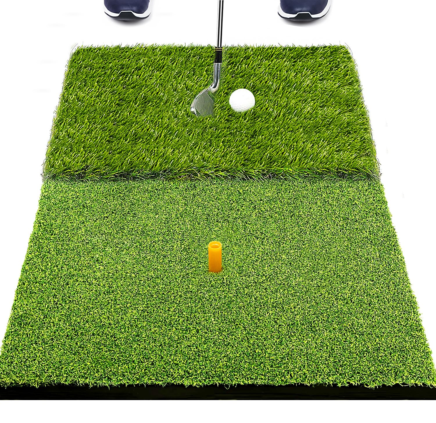 SAPLIZE Tapis de frappe de golf pliable 2 en 1, 58,4 x 40,6 cm, tapis de gazon rugueux et de parcours pour frapper, ébrécher et putter le golf, pratique et d'entraînement pour intérieur/extérieur