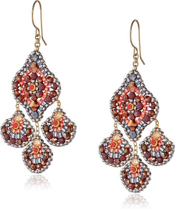 Miguel Ases Soft Pink Pyrite and Swarovski Chandelier Drop