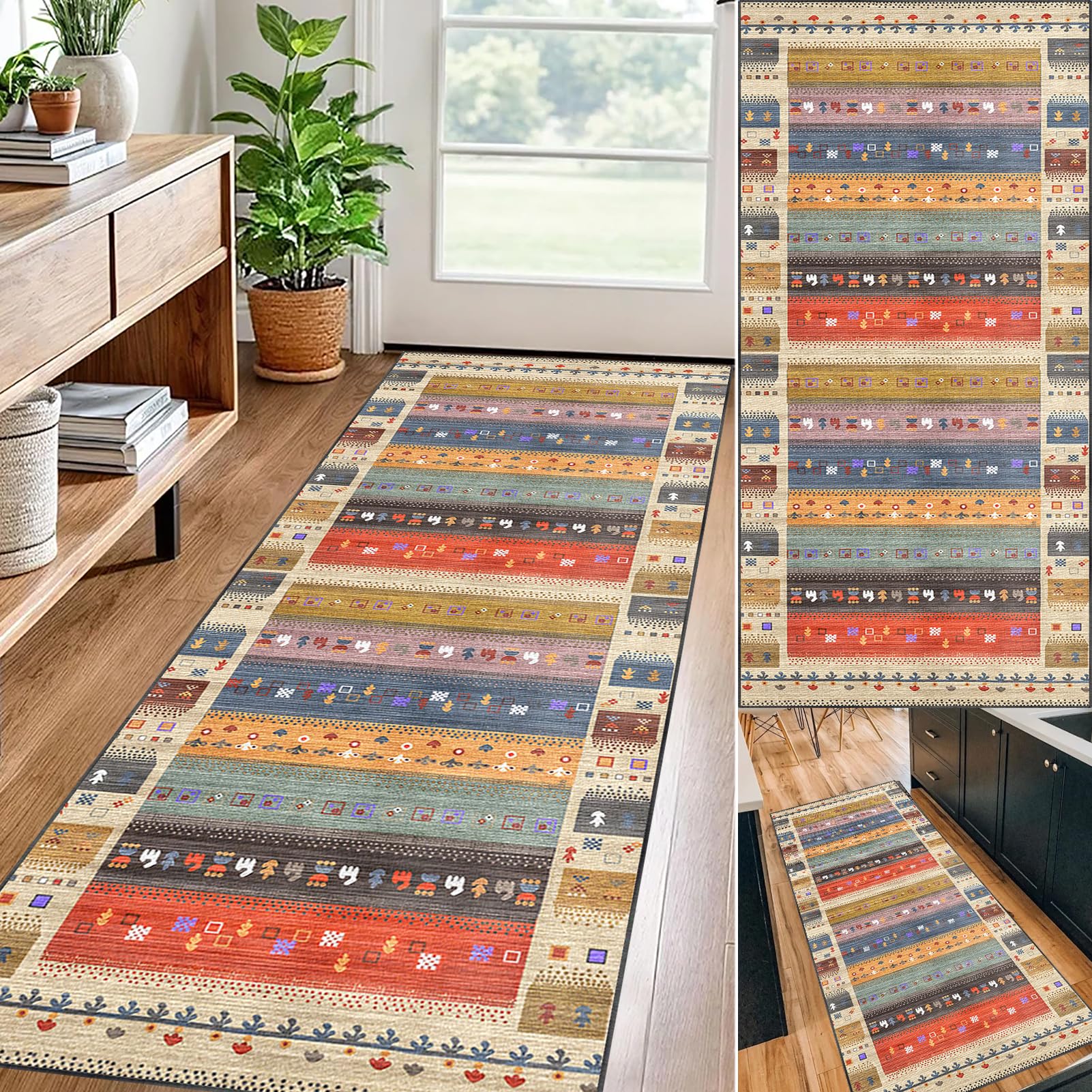 Runner Rugs for Hallway Kitchen Carpet Runners Non Slip Washable Hall Runner Rugs Long Hallway Rug Carpet Floor Mat for Hallway Entryway Laundry Room Living Room Area Rug Narrow Rugs 40 x 100 cm