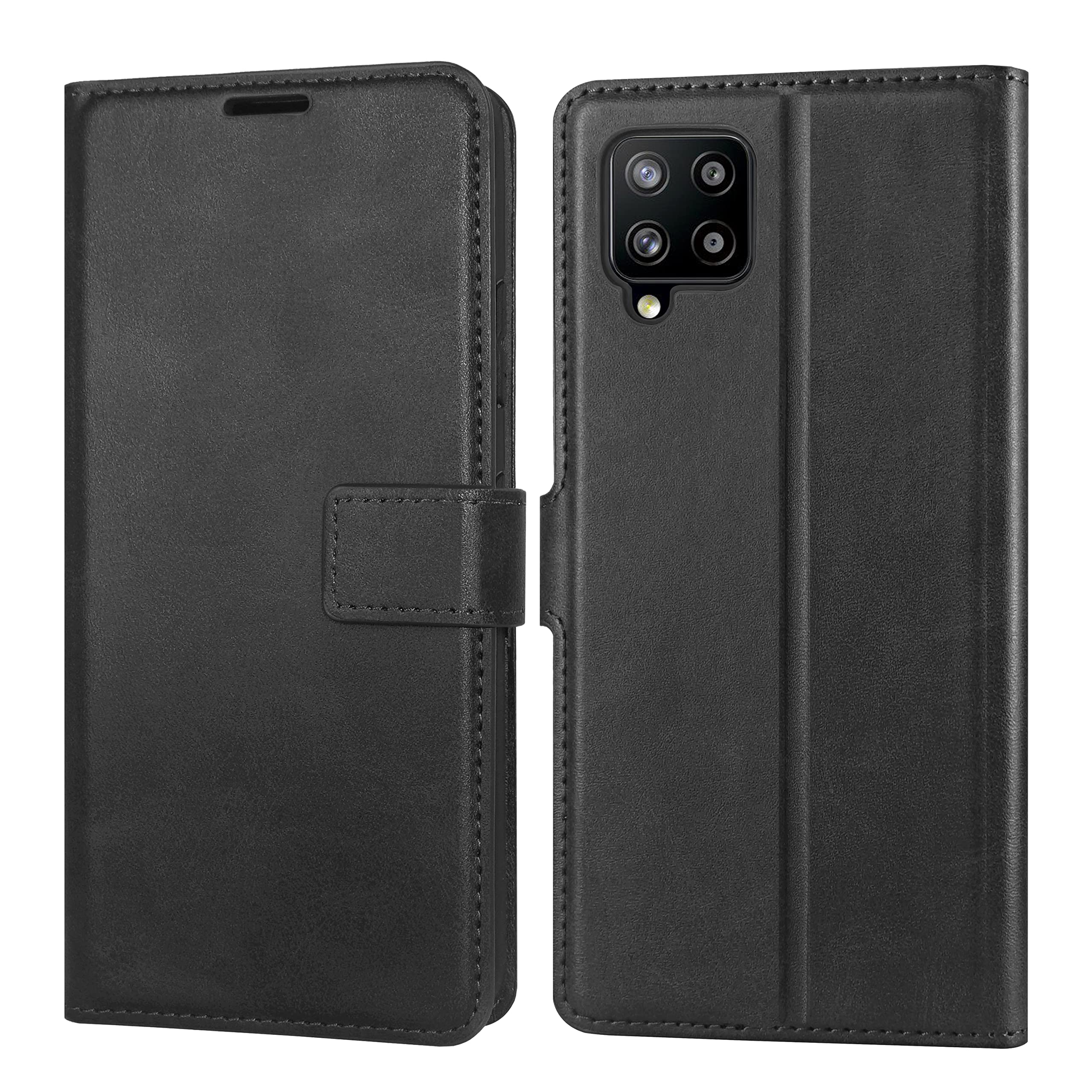 D DESSVON Galaxy A12 Case Wallet, Galaxy A12 Leather Wallet Case with [Card Holder] [Stand Function] [Magnetic Closure], Protective Phone Case Flip Folding Cover Case Black for Samsung Galaxy A12