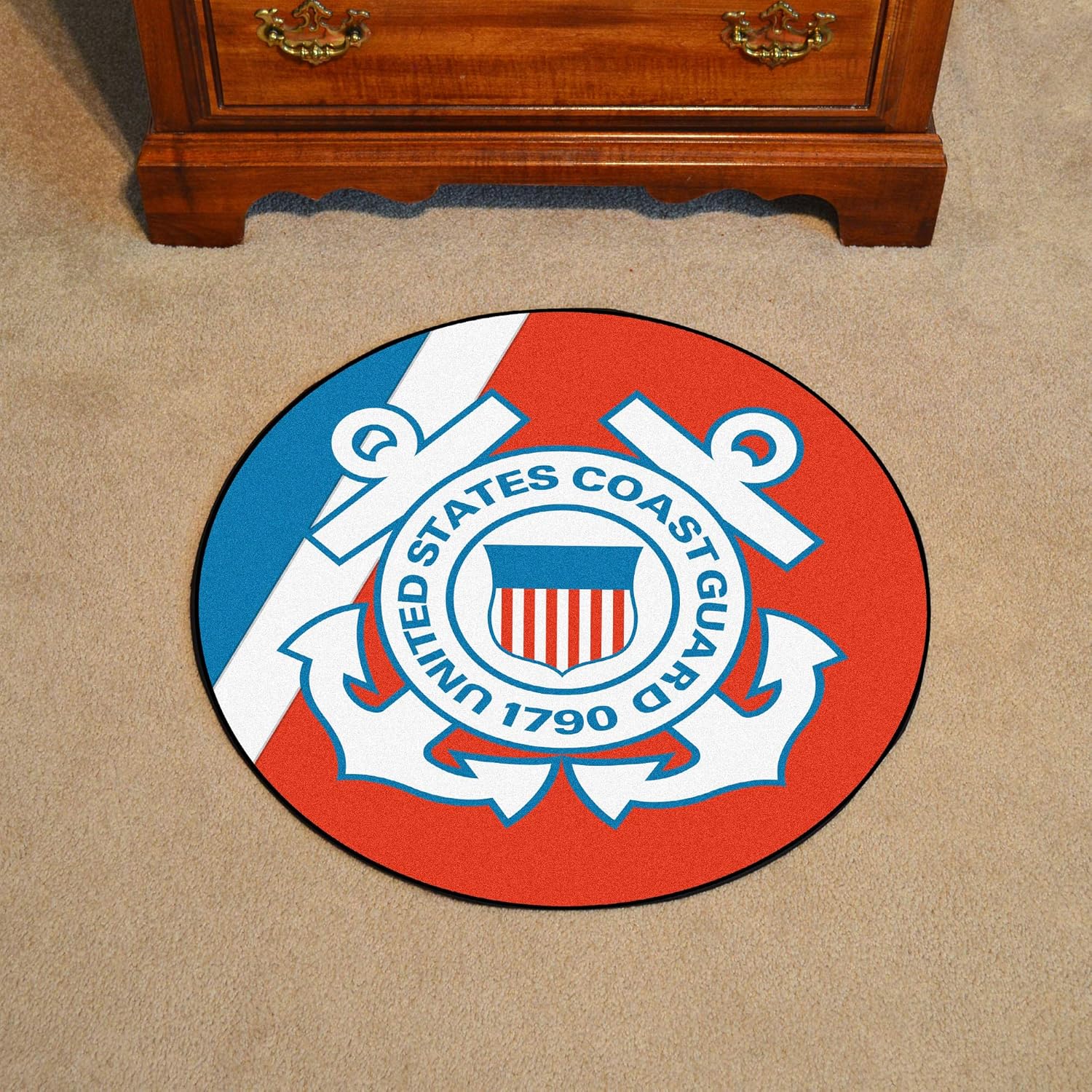 FANMATS 9551 U.S. Coast Guard 44in. Round Rug - Home Decor