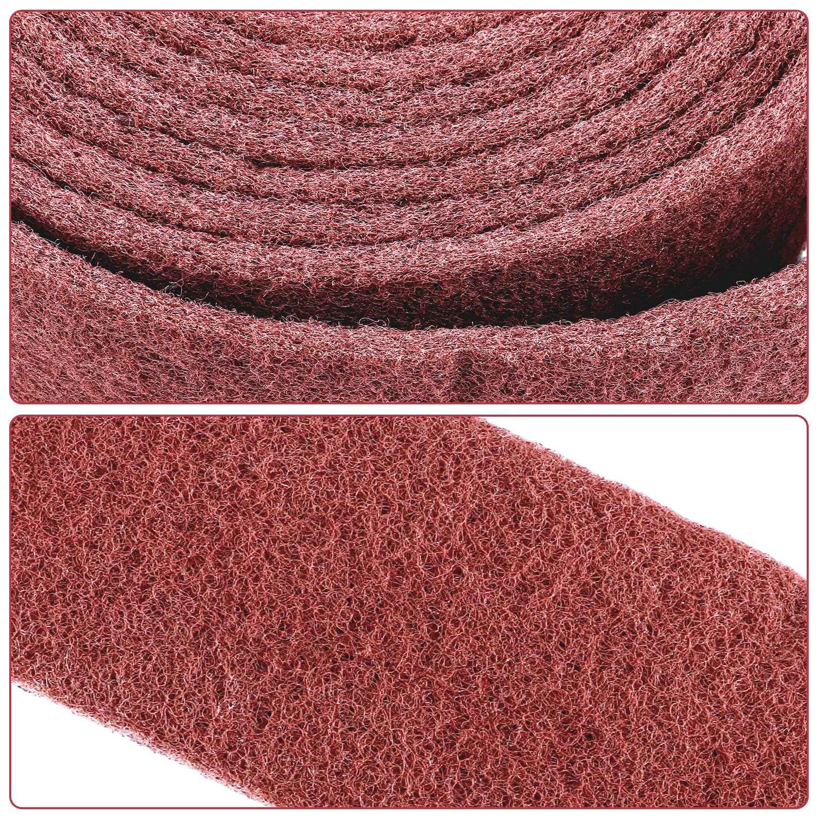 Tessuto non tessuto abrasivo in metallo, 5,7 m x 90 mm, grana 240, rotolo di tessuto non tessuto abrasivo, colore rosa, per legno, metallo, acciaio inossidabile, ecc