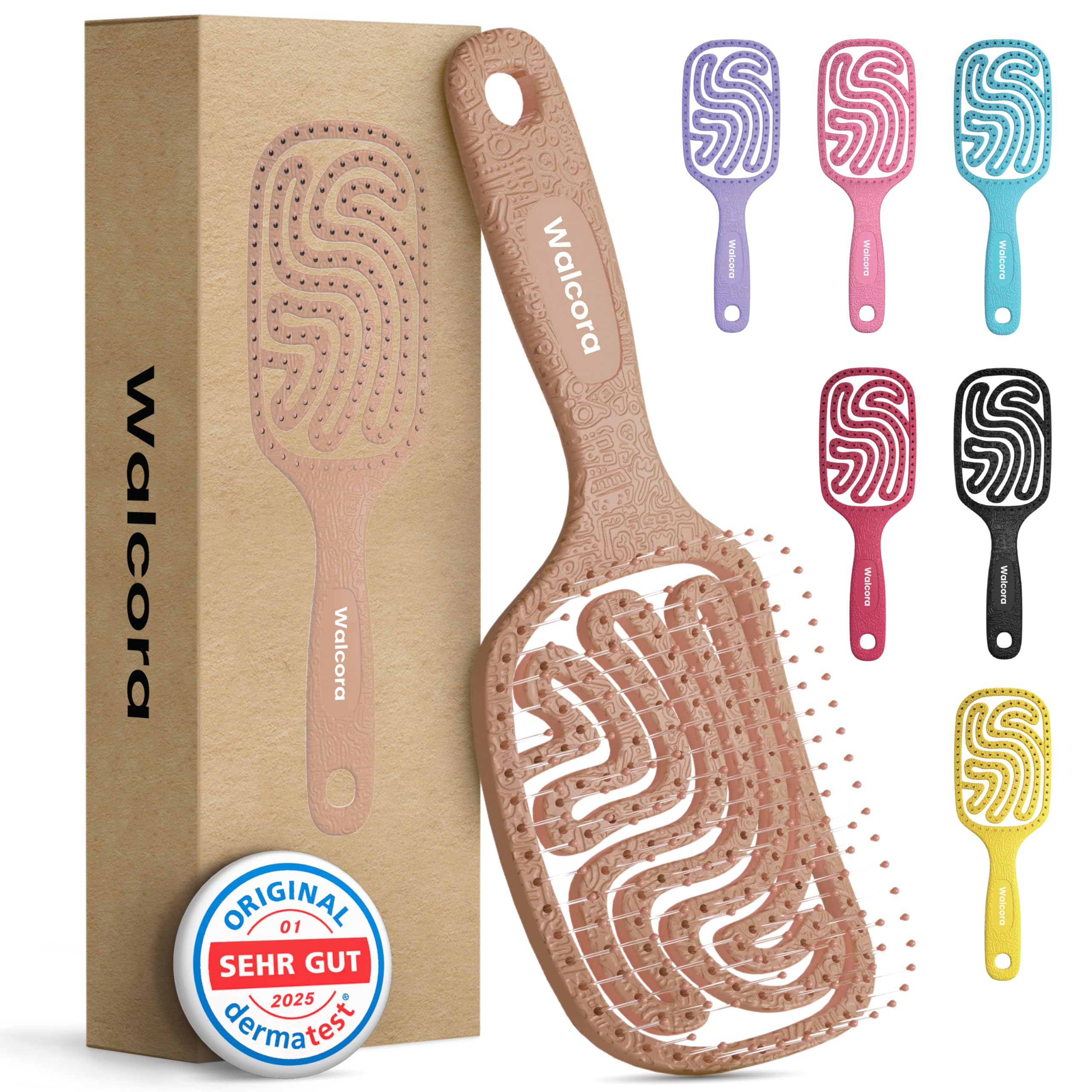 Spazzola Capelli Districante – Scioglinodi Anti Nodi – Per Capelli Ricci, Lisci, Fini, Bagnati e Lunghi – Hair Brush Anti Rottura per Donna, Uomo e Bambini Cappuccino