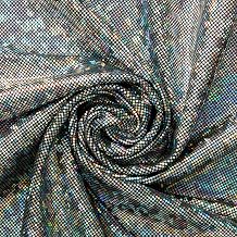 Micro Dot Hologram Tricot Foil Fabric - Black Silver Shiny Stretchy 60 by The Yard