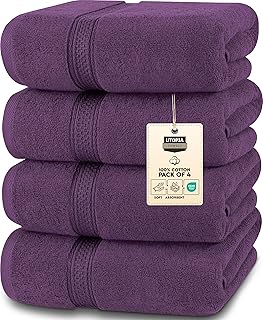 Utopia Towels 4 Pack Premium Bath Towels Set, 27 by 54 Inches, 100% Ring...