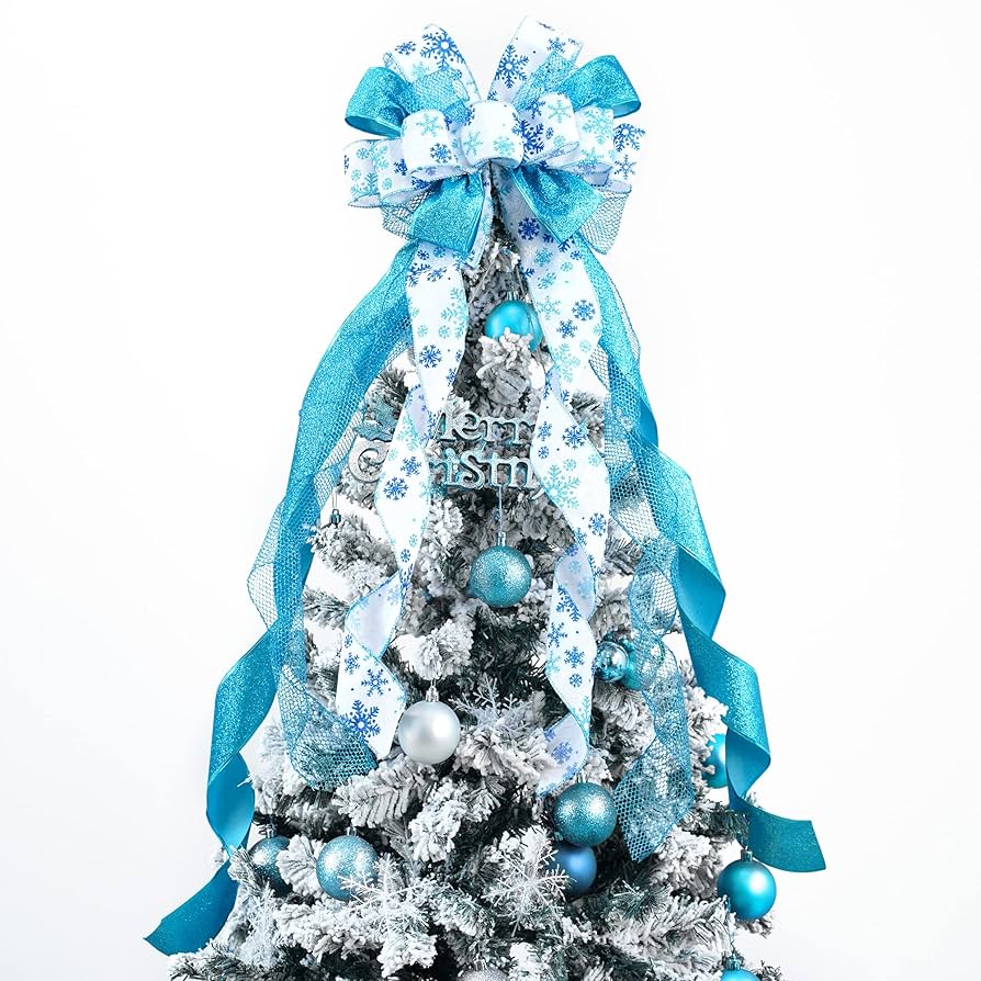 Xmasおっきめリボン【1034】 Amazon.co.jp: MEEDEE ブルークリスマスツリートッパー