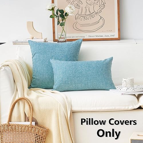 Miniatura 2 de Home Brilliant Juego de 4 fundas de almohada de lino con forro suave de 18 x 18 pulgadas, fundas de almohada decorativas para sofá, 18 x 18