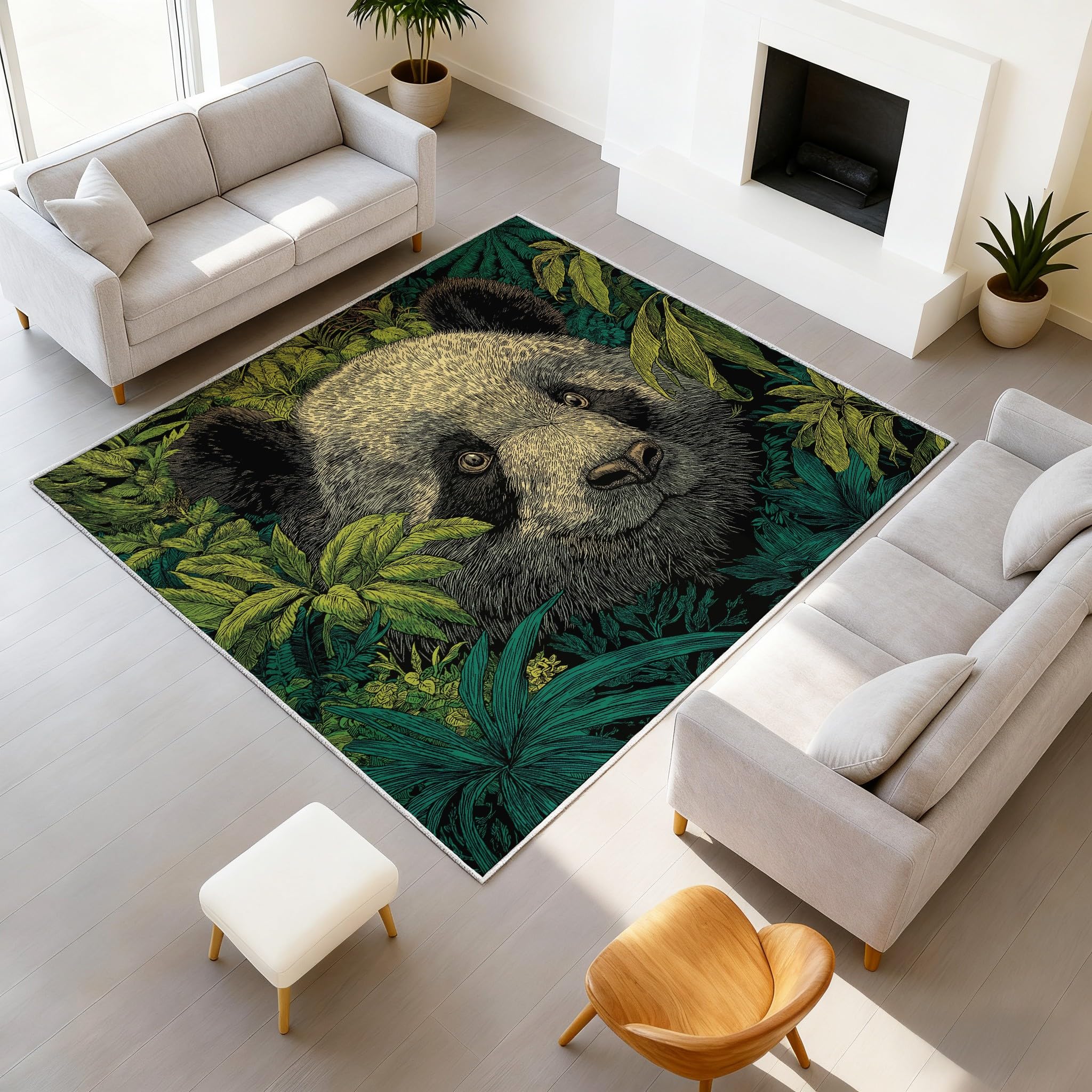 Générique Antypoślizgowa manga komiks kreskówka zmywalny dywan zwierzęcy naturalny krajobraz TPR mata gigantyczna panda liście roślinność dywan 90 x 150 cm do salonu sypialnia biuro