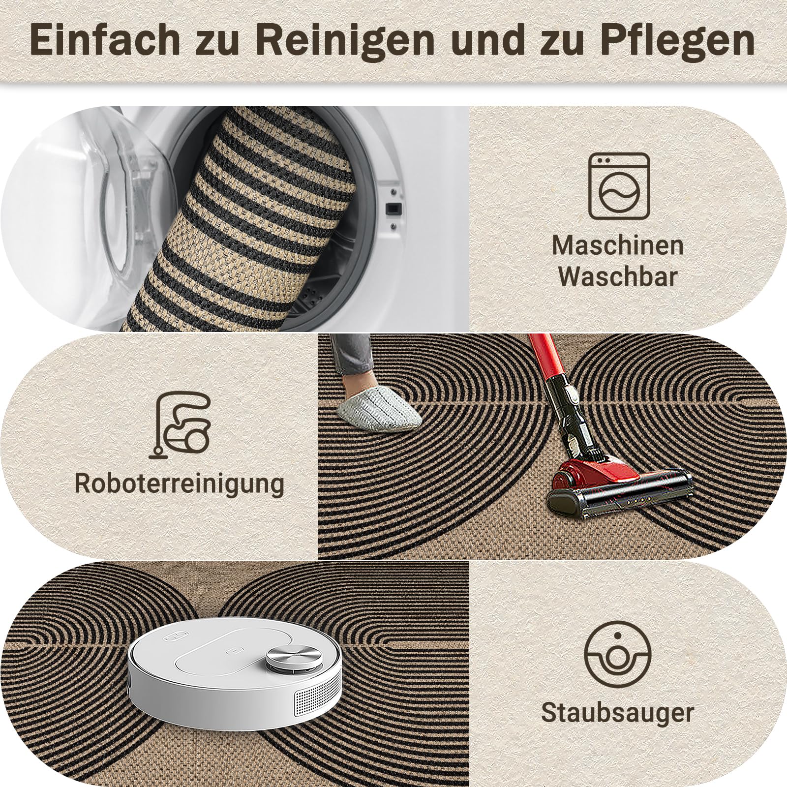 Capslpad Küchenteppiche 2 Stück, rutschfeste Schmutzfangmatte Küchenmatten, Waschbar Küchenläufer Jute Aussehen Teppichläufer Flur Absorbierende Küchen Läufer für Küche, Flur, Waschküche