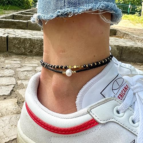 Miniatura 2 de Boho Surfer Anklet Women - Ankle Bracelet for Her - Hippie Style - Handmade Beach Jewelry & Festival Accessories - Waterproof & Adjustable - Waxed