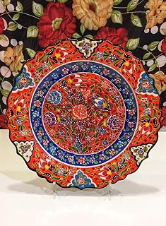 IstanbulArtWorkshop 12'' Decorative Wall Plate For Hanging,Turkish Plate,Ceramic Wall Decor,Turkish Wall Art,Turkish Pottery,Handmade Ceramic,Colorful Home Decor