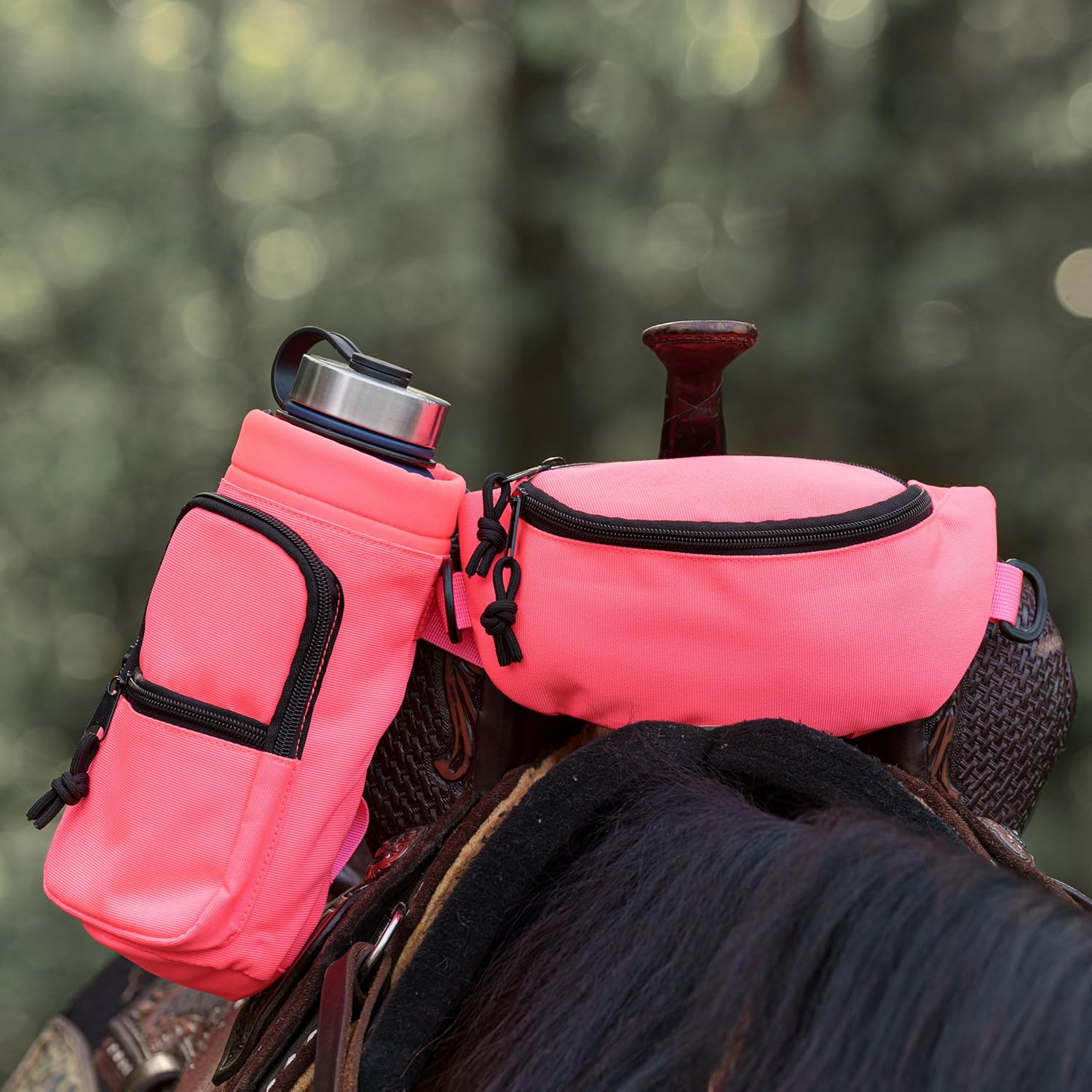 Horse Saddle Pommel Bag & Bottle Holder Set, Saddle Drink Holder, Horse Tack, Horse Gifts, Horse Stuff, Equestrian Gifts, Saddle Accessories