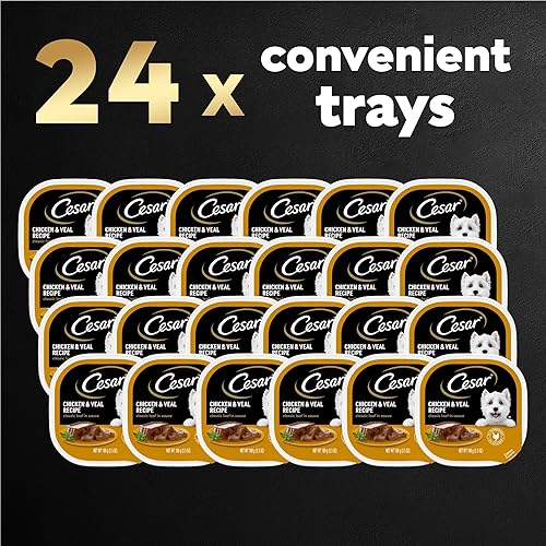 Miniatura 24 de CESAR Soft Wet Dog Food Classic Loaf - Comida para perros en salsa sabor a carne Porterhouse, de 3.5 onzas (paquete de 24 unidades)