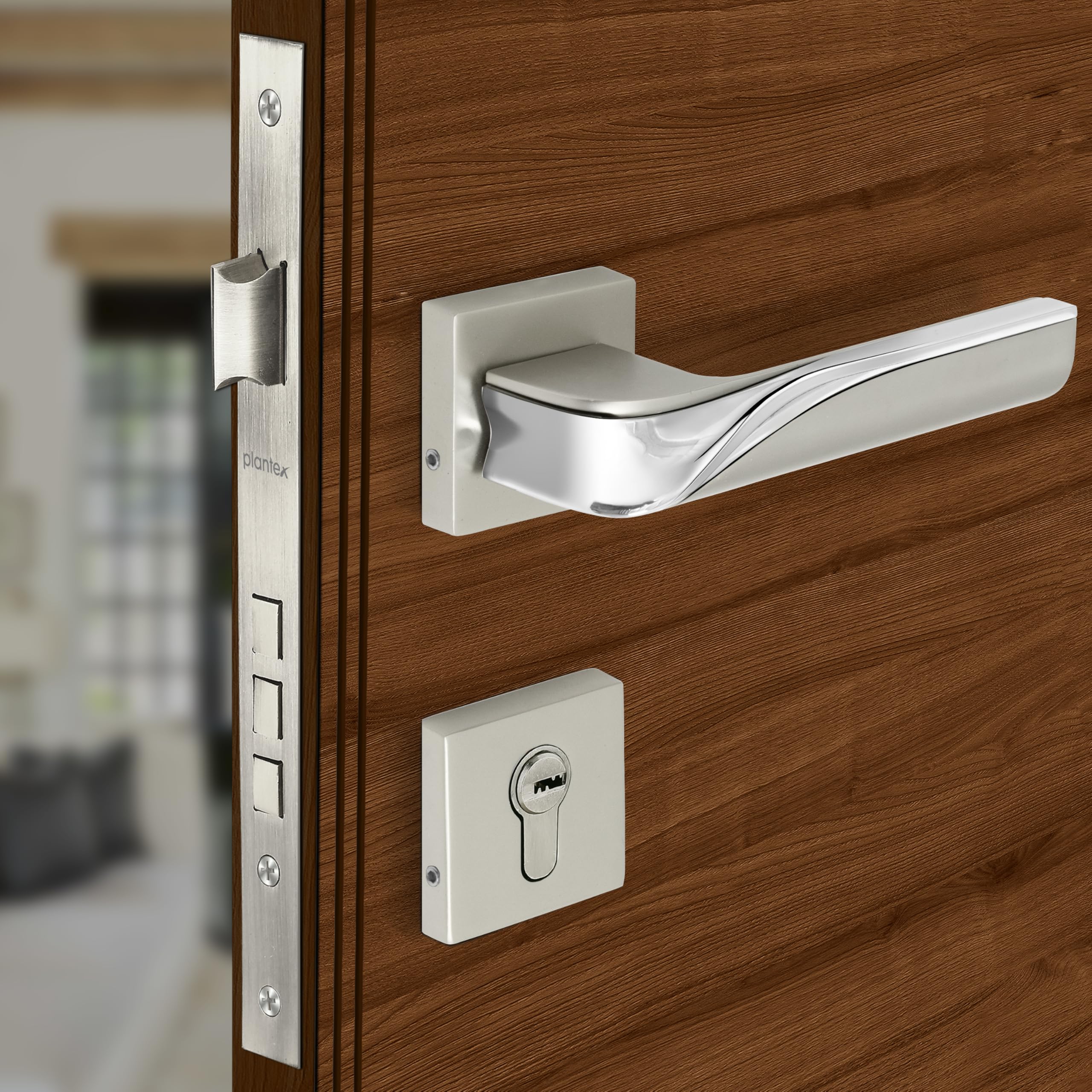 Plantex Heavy Duty Door Lock Bathroom Door Lock/Mortise Keyless Handle Set for Home/Bathroom/Store Room/Balcony/Office with Baby Latch (7086 – Brass Antique/Satin Black) — Amazon image 10