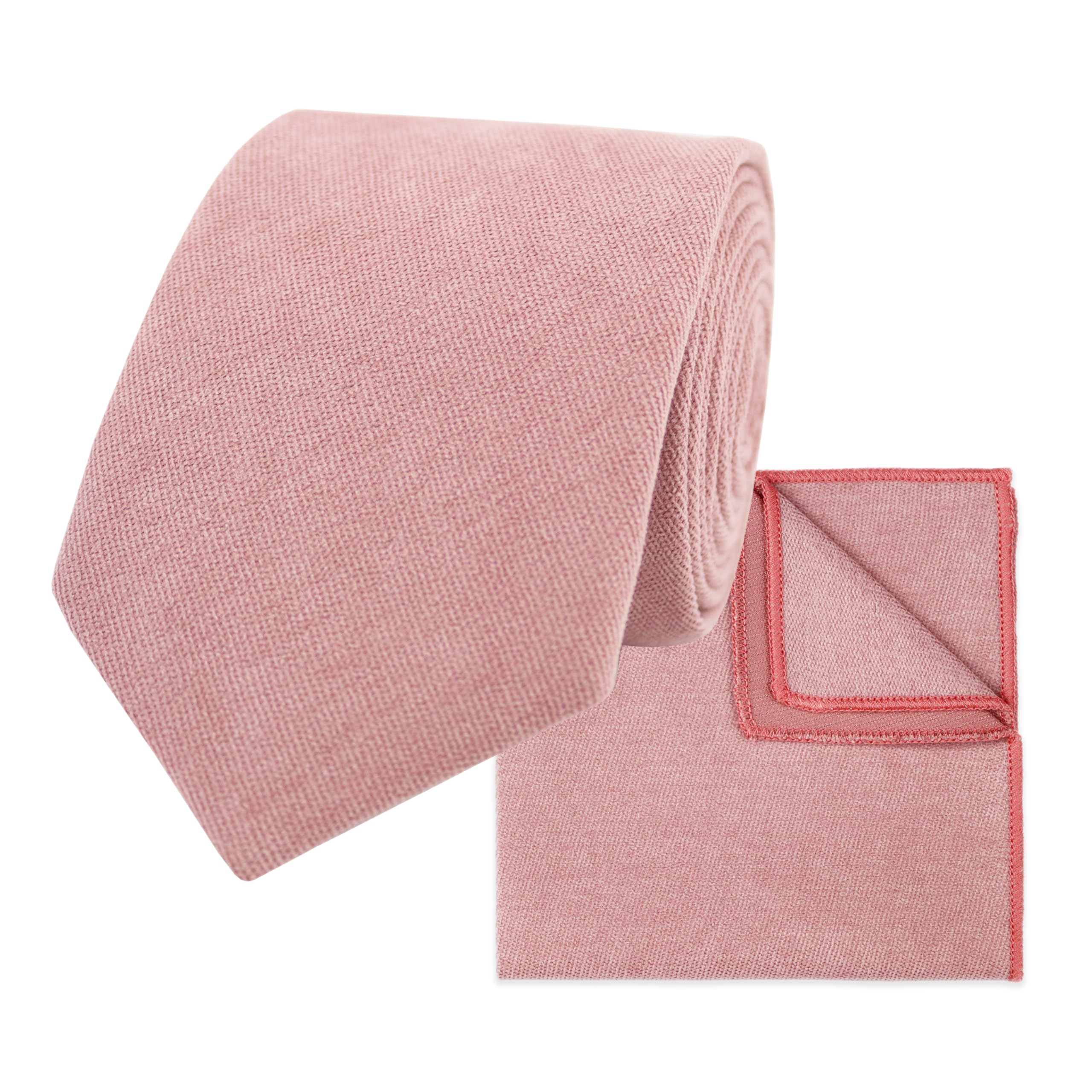 The Gents Lab Men's Dusty Pink Wedding Neck Tie & Pocket Square Set Made From Soft Brushed Twill Cotton | Many Colours (Dusty Pink)