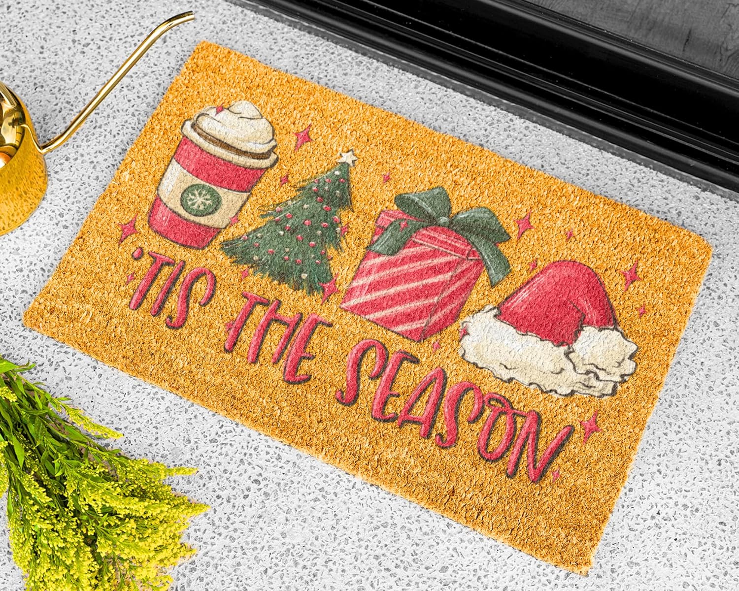 Tis The Season Christmas Doormat, Winter Doormat, Christmas Decor Outdoor Christmas Decorations Christmas Door Mat, Welcome Mat, Front Door (30X18)