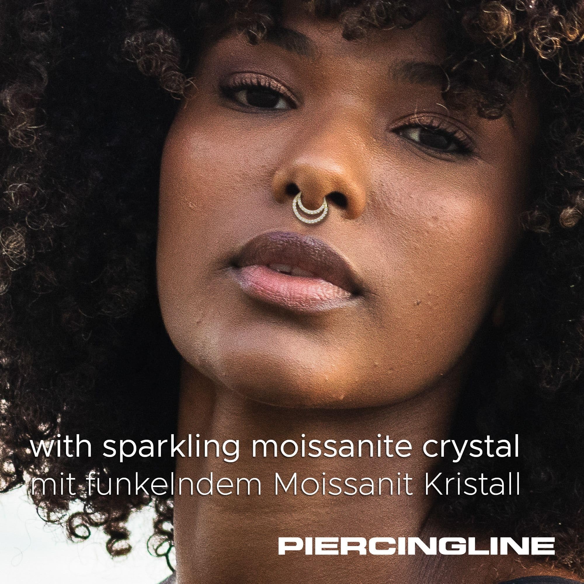 PIERCINGLINE Piercing Ring 14K Gold Segmentring Clicker EINGEFASSTE MOISSANITE + 2 RINGE 585er Gold - Goldfarben