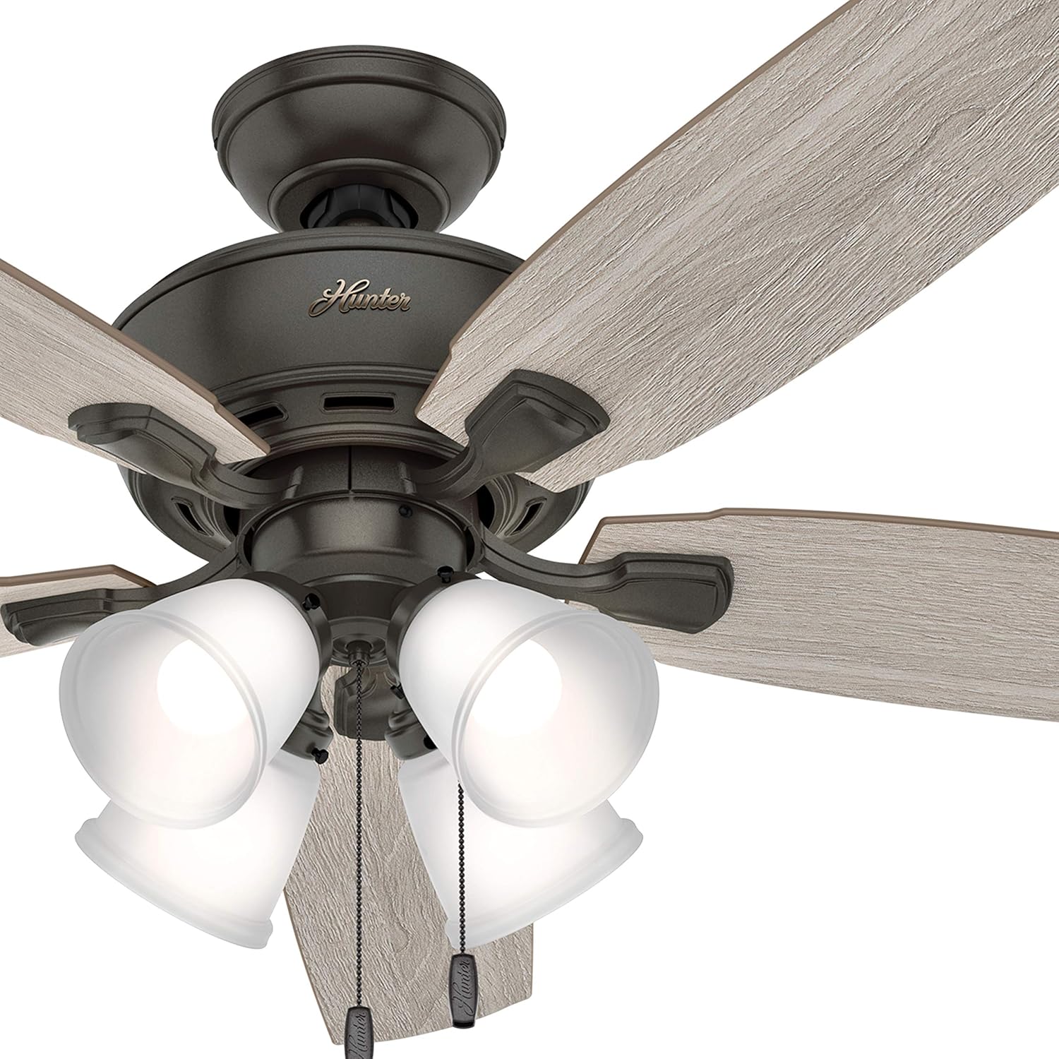 Hunter Fan 52 inch Brushed Nickel Ceiling Fan with Four Dimmable LED Lights (Renewed) (Nobel Bronze)