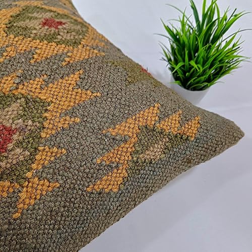 Miniatura 5 de Trade Star Funda de cojín 70% yute y 30% lana, funda de cojín Kilim bohemia, funda de cojín cuadrada decorativa india, étnica para decoración del