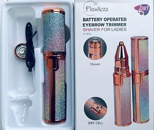 Miniatura 2 de Flawlezz - Depiladora de cejas sin dolor 2 en 1 con luz LED incorporada, depiladora de cejas y depilación facial. Características principales: *