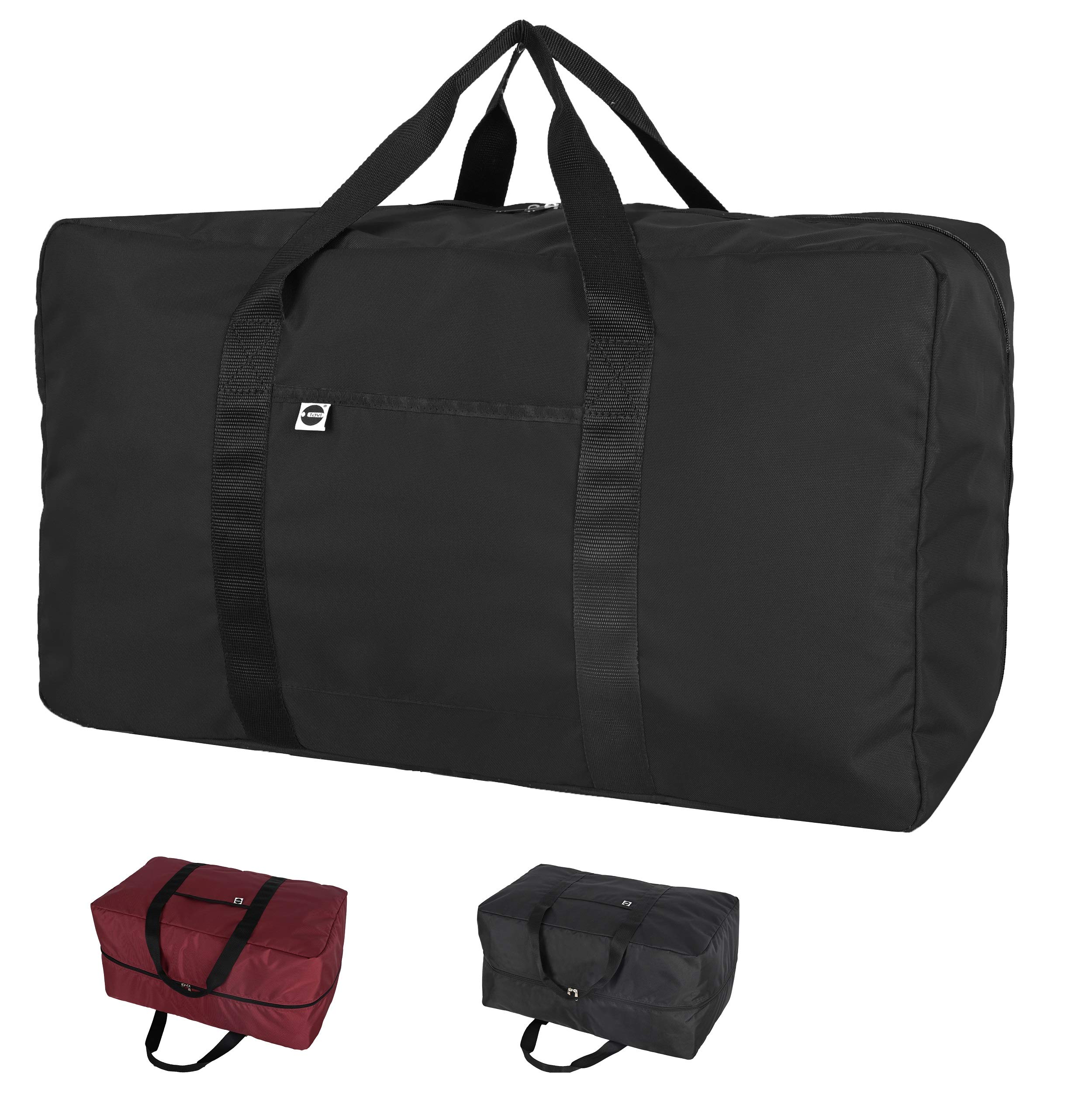 ITAVL 100L Large capacity Storage Bag,Sturdy 500D shiny material super strong,Ideal for bedding,Pillows,Duvets,Clothes or moving home use (Black, 32inch)