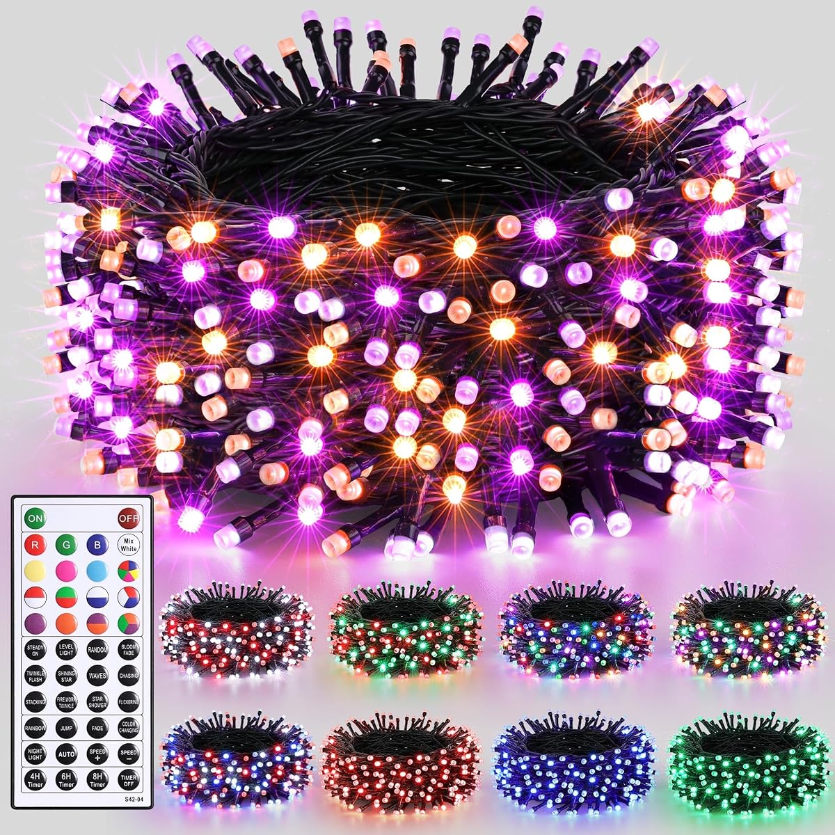 Joomer Halloween String Lights - 100FT 300LED Plug-in RGB String Lights | with Remote, Waterproof Outdoor Indoor with Timer Memory Function for Tree, Halloween, Christmas Decor (Non-Connectable)