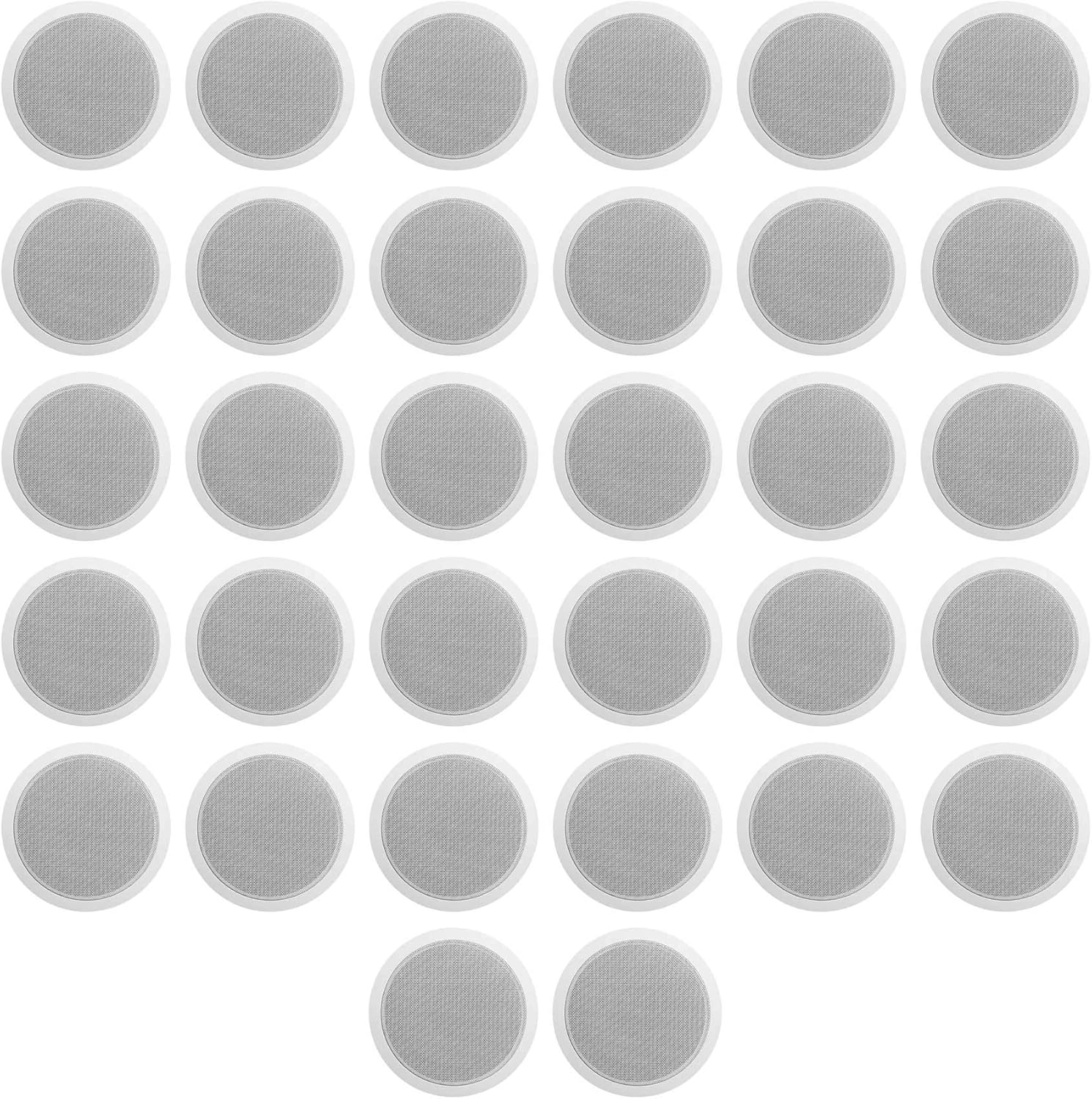 Rockville CCL6T 6" 70V Commercial Ceiling Speakers, White, High-Performance Audio, Easy Installation, Wide Sound Dispersion, for Restaurants and Offices, 32-Piece