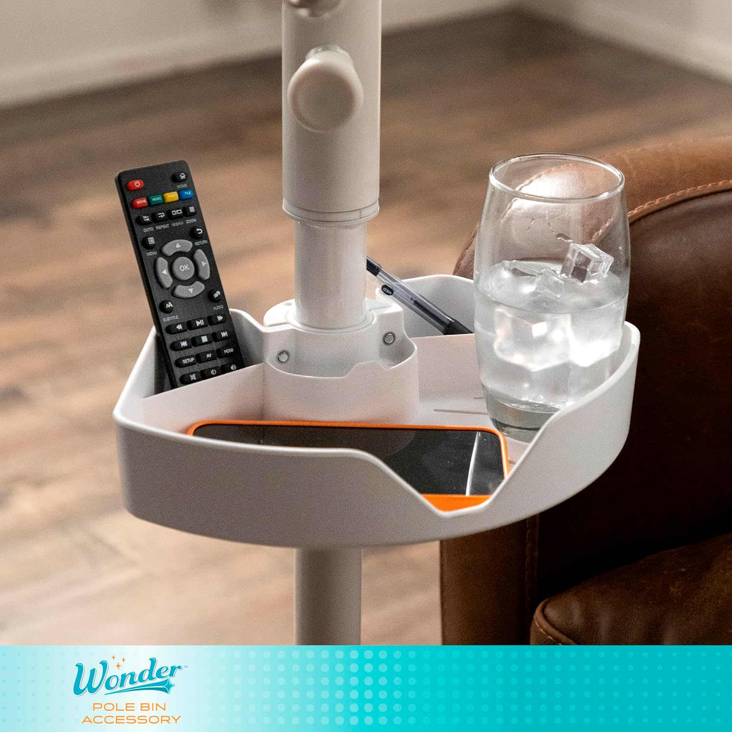 Stander Wonder Pole Bin Accessory, Storage and Organization Compartment for Stander Wonder Pole and Wonder Bathtub Pole, Bathroom Organizer and Storage Shower Caddy (White)