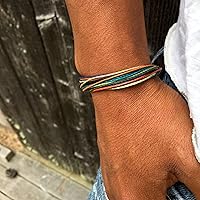 Vista 4 de Colorful Bracelet for Men and Women with Hematite Stones: Handmade Designer Adjustable Multistrand String Knotted Macrame Friendship Bracelet
