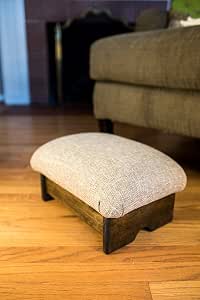 KR Ideas Padded Foot Stool - Handcrafted Wooden Ottoman With Luxury Fabric, Made In USA
