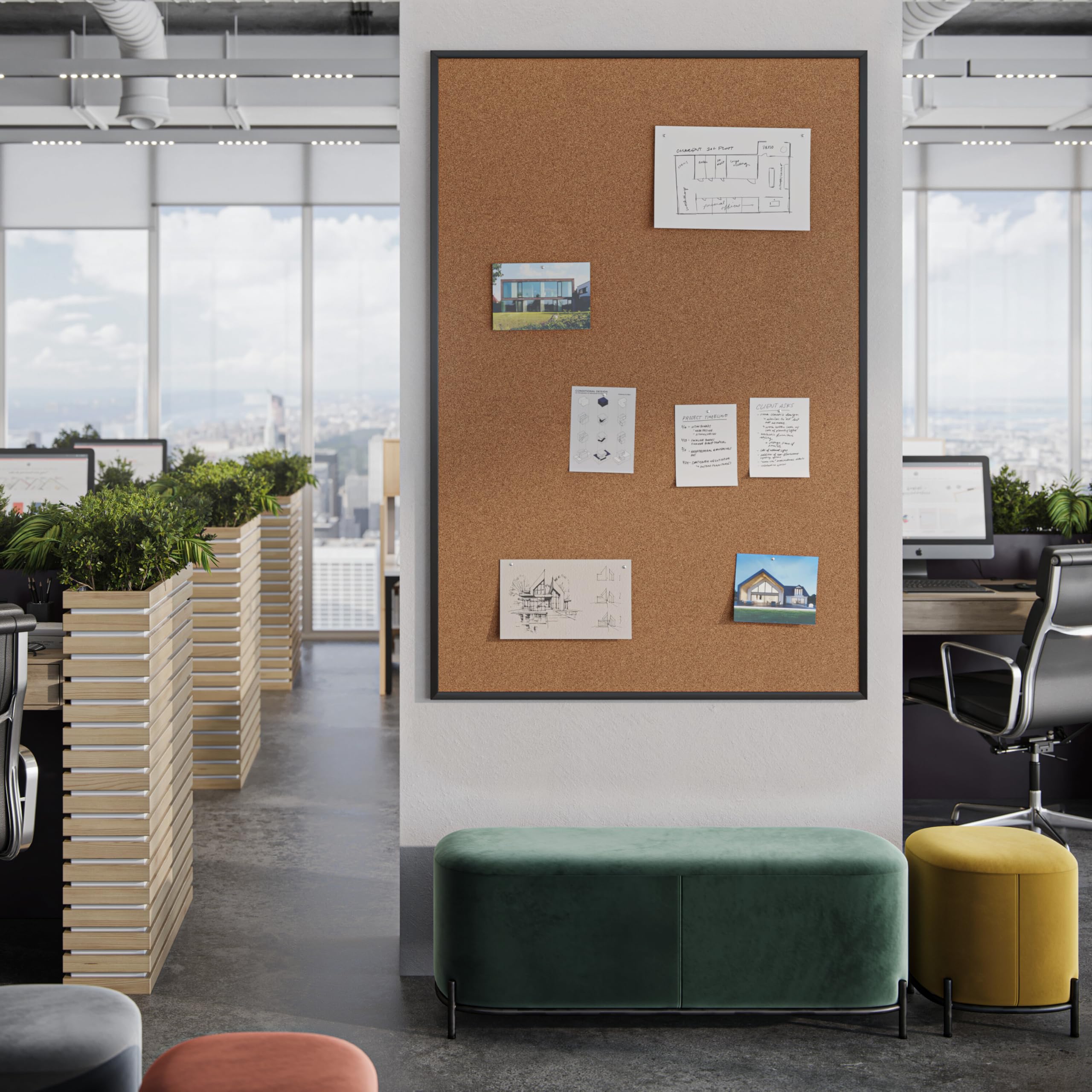 U Brands Kork-Pinnwand, 119 x 178 cm, schwarzer Aluminiumrahmen (2882U00-01)