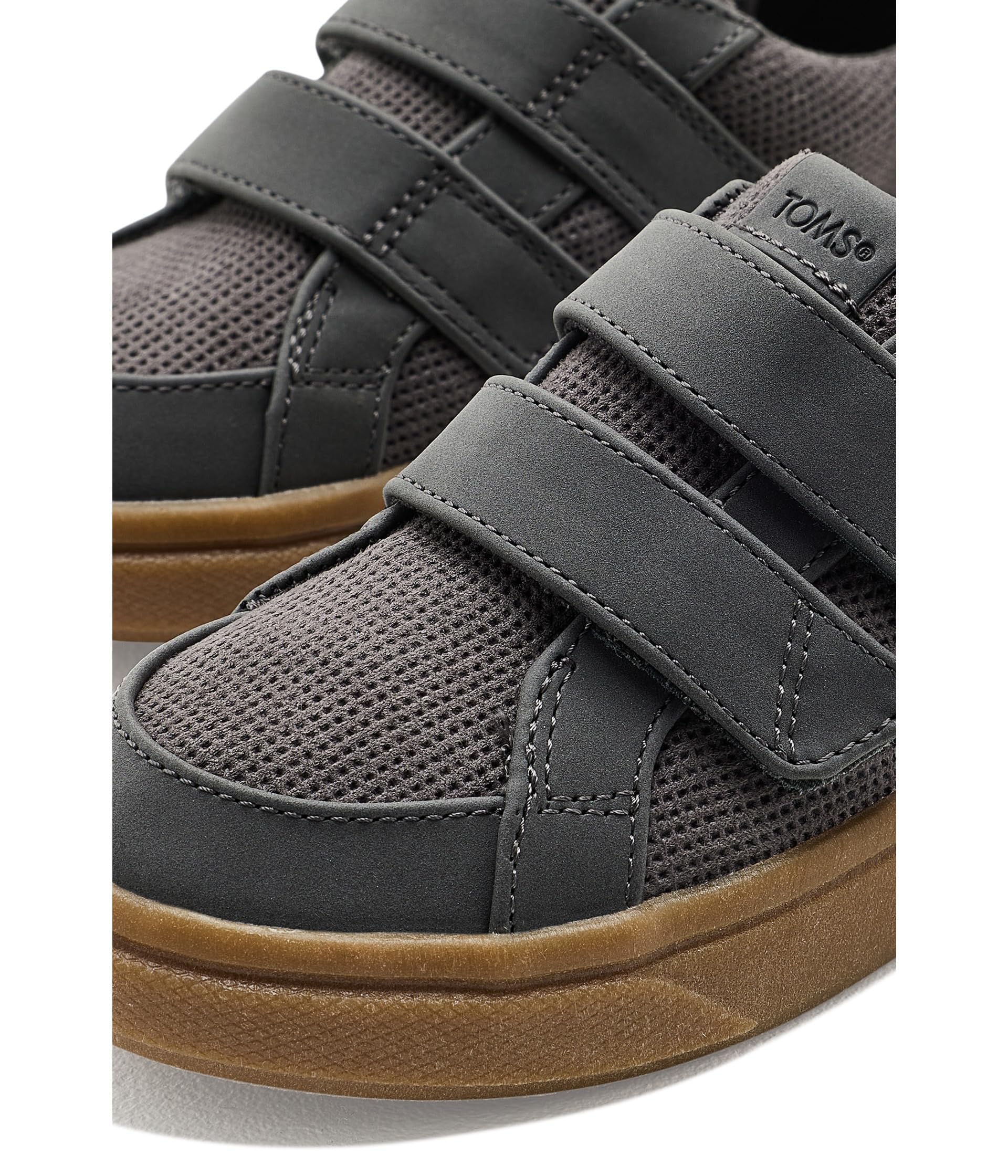 TOMS Unisex Youth Cruz Double Strap Sneaker, Forged Iron Micro Deboss Suede/PU, 33 EU