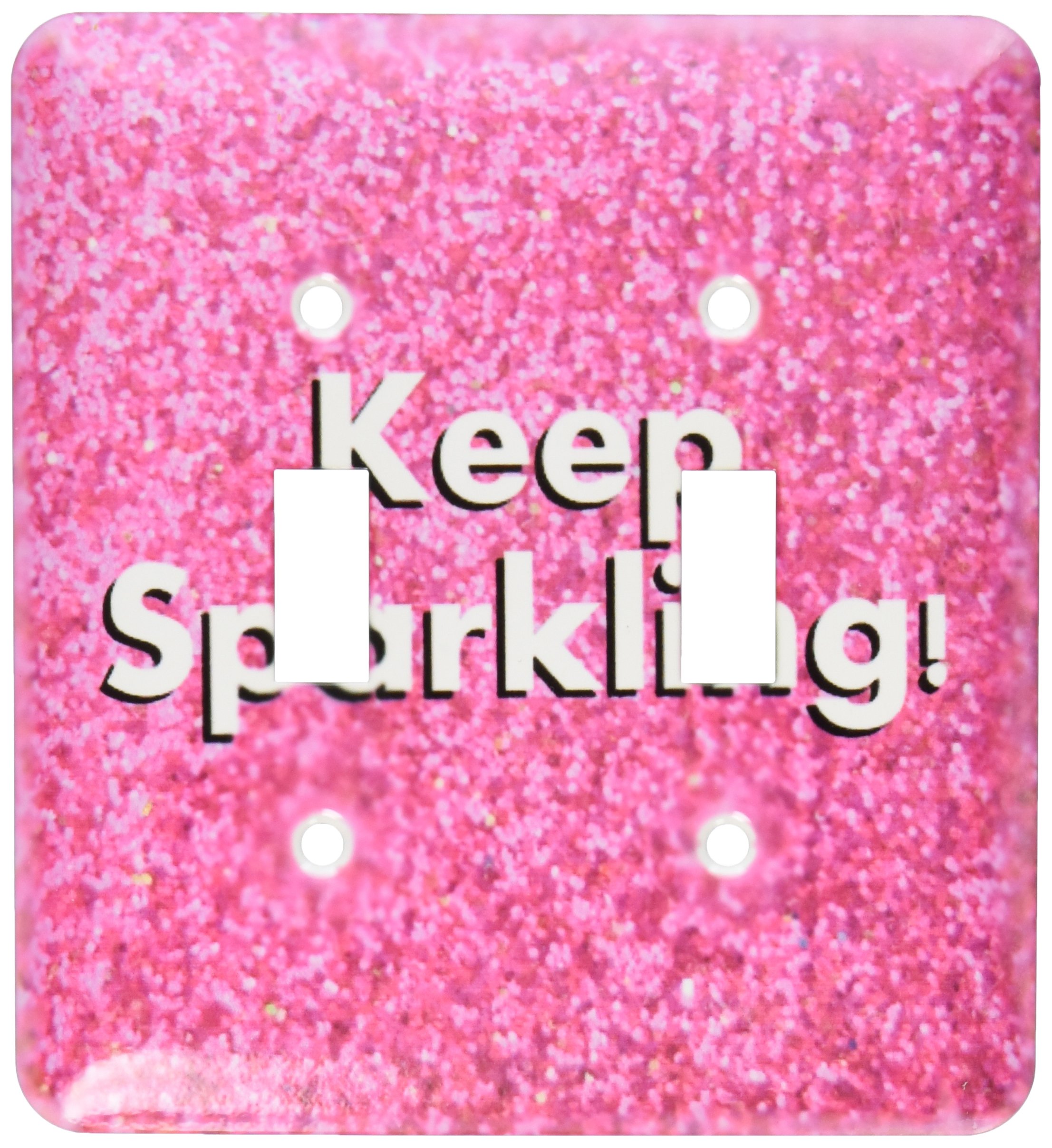 3dRose LLC lsp_112891_2 Keep Sparkling Fun Cute Girly Hot Pink Faux Glitter Texture Graphic Glam Glamorous Girls Bling Double Toggle Switch