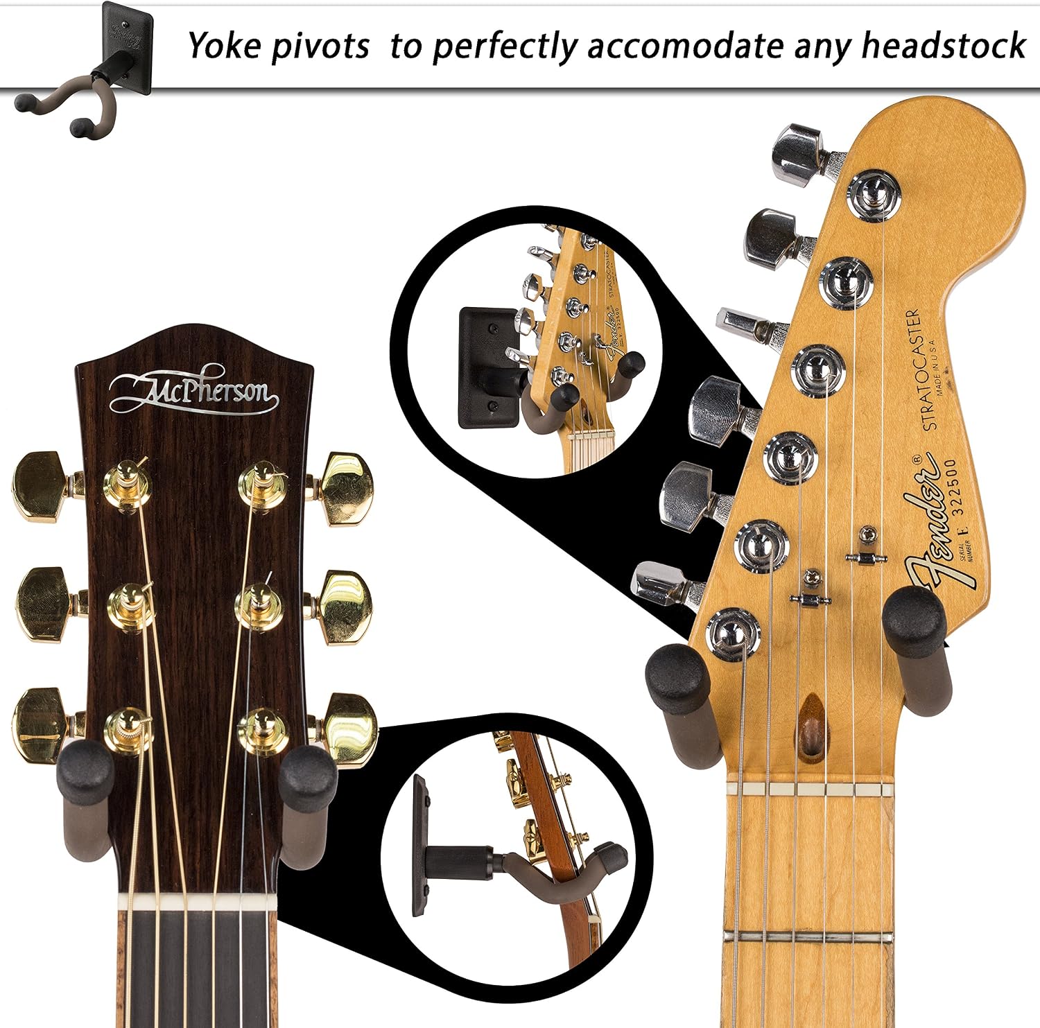 String Swing Guitar Wall Mount Black Metal BCC11K Home and Studio Guitar Keeper