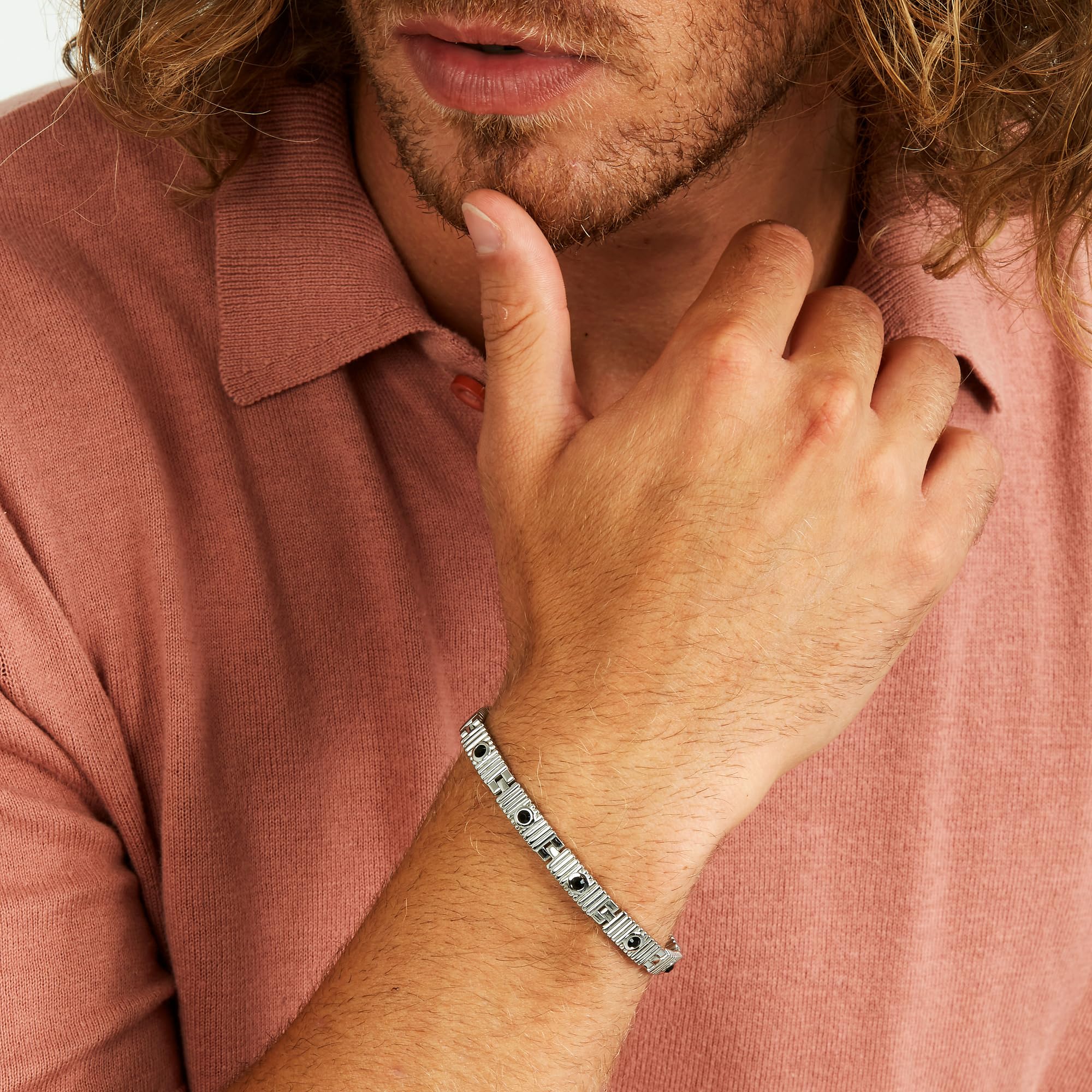 Morellato Bracciale Uomo in Acciaio, Cristalli Neri, Collezione Urban - SABH31