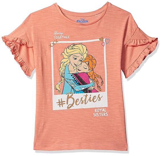 Frozen By Kidsville Girls Plain Regular fit T-Shirt