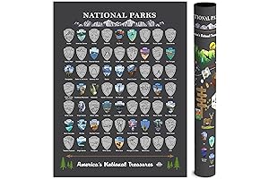 National Parks Scratch Off Map of the United States, Charcoal Grey