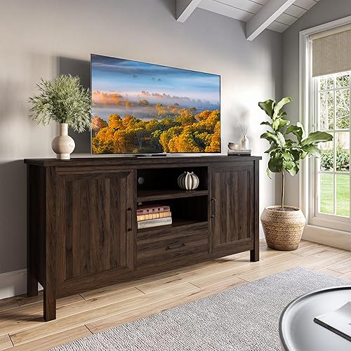 Miniatura 3 de BELLEZE Moderno soporte de TV rústico de 60 pulgadas o centro de entretenimiento para televisores de hasta 65 pulgadas, aparador de cocina con