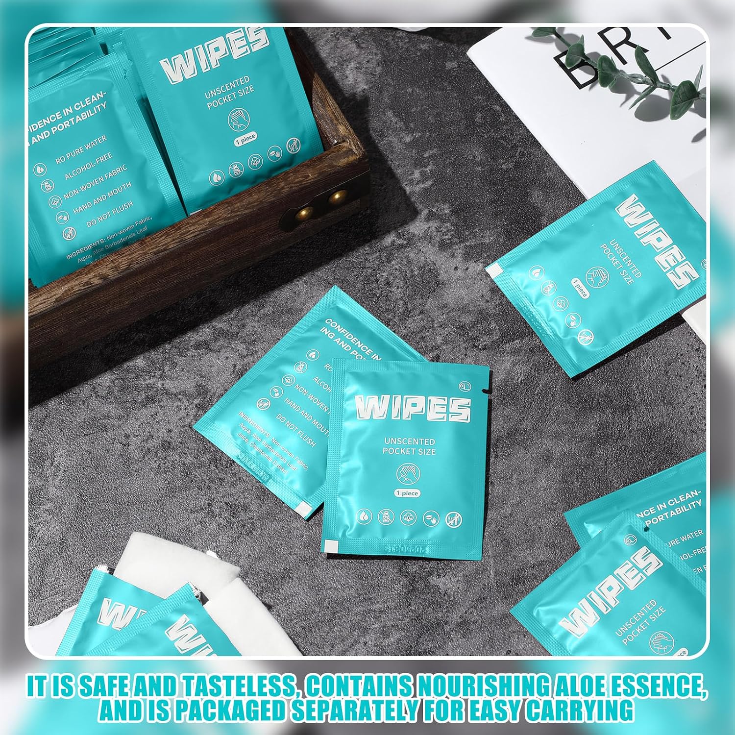 Condition photo showing New/Like New for lounsweer 500 count wet wipes individually wrapped unscented flushable cleansing travel size wipes quickly cleaning our hands for adults, travel, home(blue)