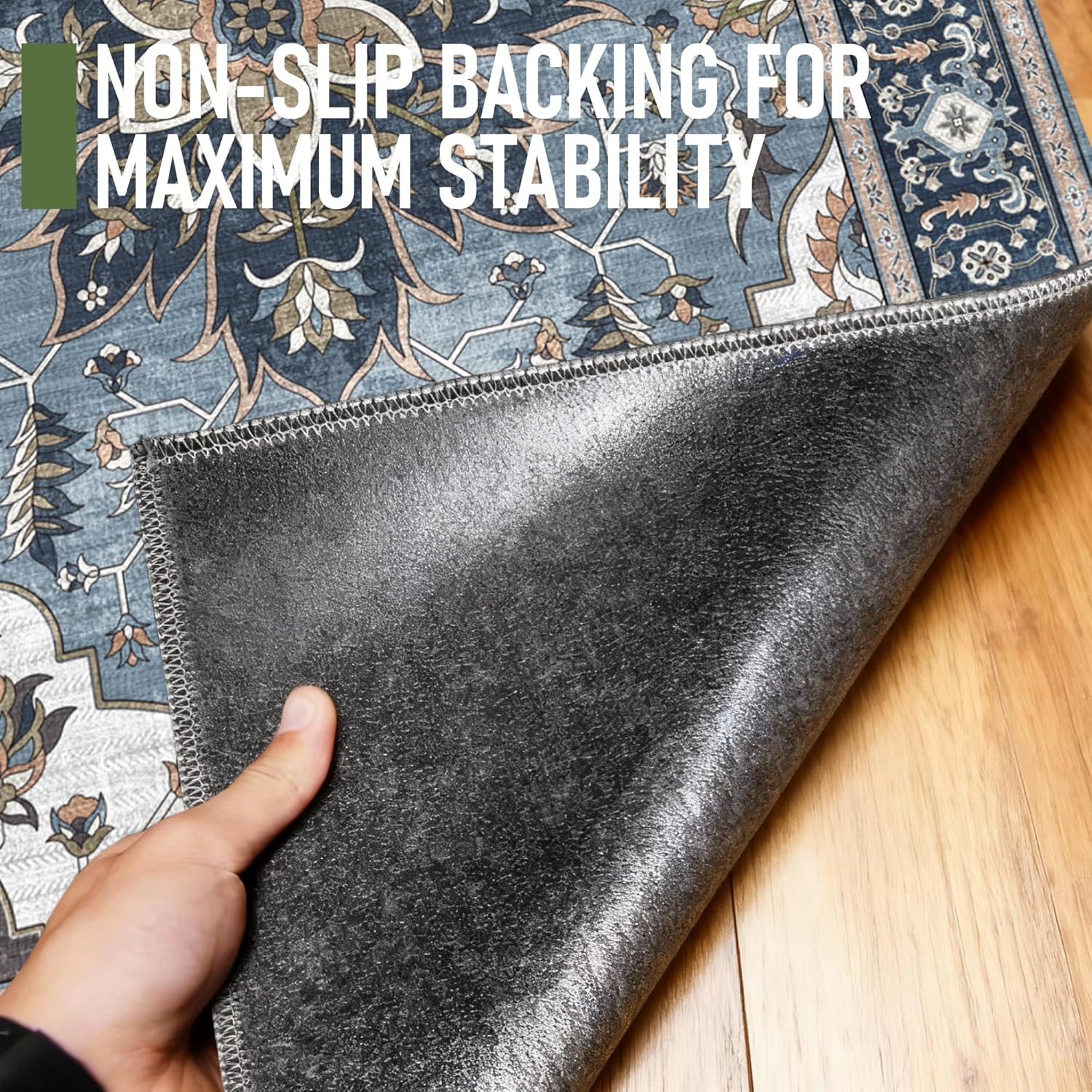 48"x60" Office Chair Mat for Hardwood, Under Desk Chair Mat for Home Office, Anti-Slip Office Rugs for Rolling Chairs, Floor Protector Washable Rugs Blue