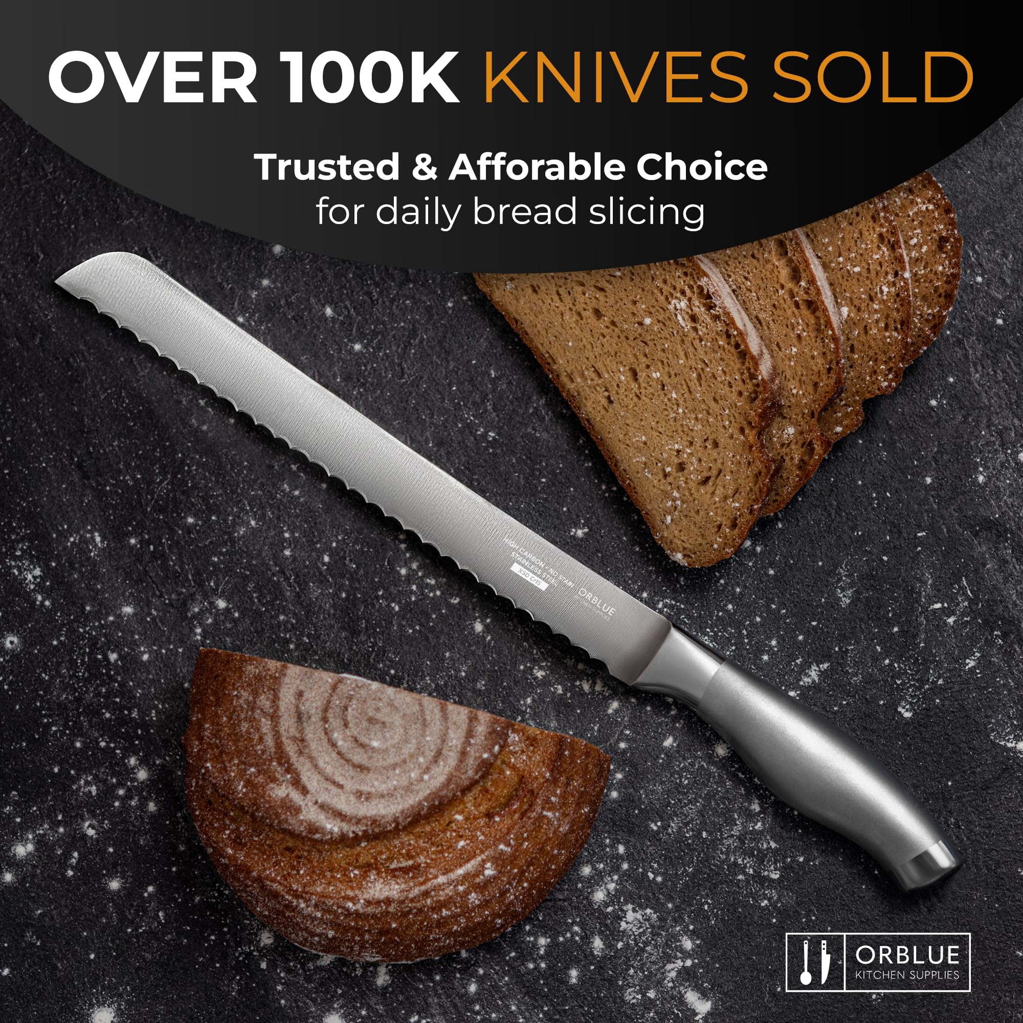 Orblue Serrated Bread Knife - Razor Sharp Slicing -5
