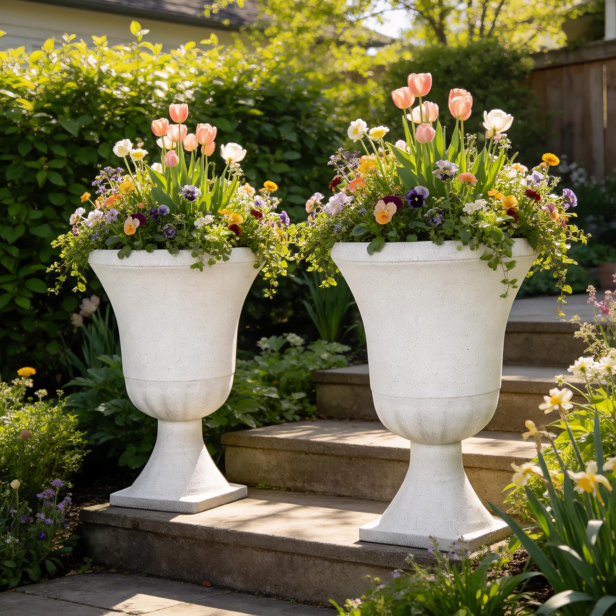 Autodaya Urn Terrazzo White Planter Set