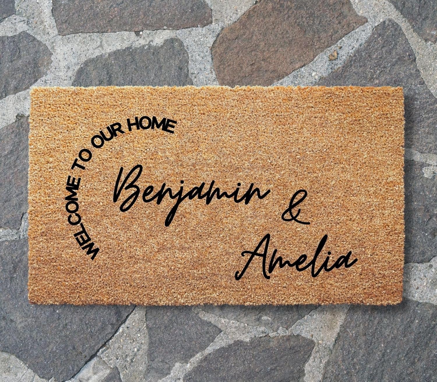 clicked craft Personalized Door Mat with Family Name - Custom Doormat with Anti-Slip Backing - 3 Size Options - Custom Door Mats for Front Door Front Door Mat for Outdoor Decor