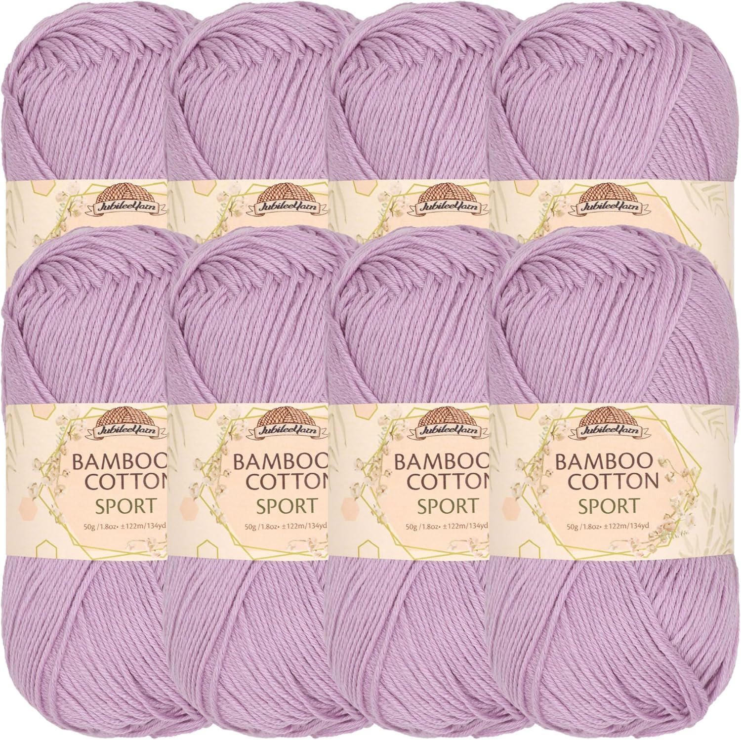 JubileeYarn Bamboo Cotton Sport Yarn - 50g/Skein - Lilacs - 8 Skeins