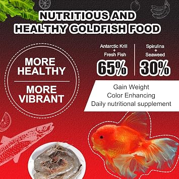 Floating Goldfish Food Pellets 12oz Pond Fish Food Natural Color Enhancing, Promotes Growth with Natural Antarctic Krill & Spirulina, Clear Water Formula