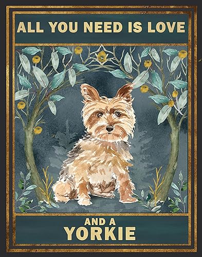 Miniatura 1 de Yorkshire Terrier Wall Art Print - 11x14 UNFRAMED Decor Gift for Women, Men, Kids, Dog Moms & Dads,Dog Owners & Lovers. All You Need Is Love and a