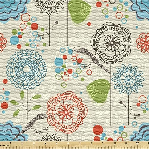 Miniatura 295 de Ambesonne The Yard - Tela de hibisco de flores tropicales en tonos de la vida real, tela decorativa para tapicería, cestas de almacenamiento