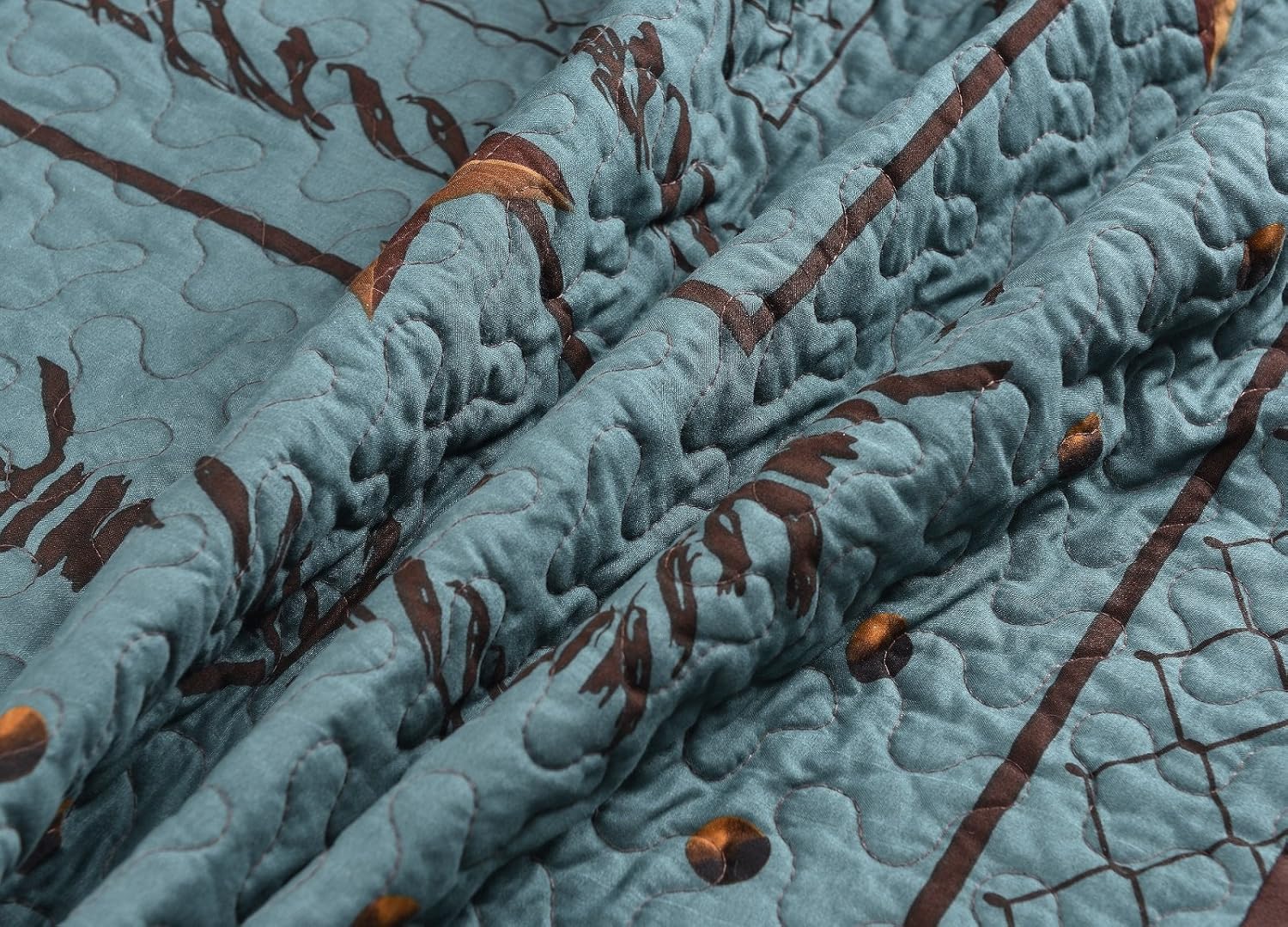 Chezmoi Collection Tucson 3-Piece Pre-Washed Western Star Oversized Bedspread Quilt Set King Size (118" x 106"), Cabin Lodge Bedding Coverlet Set, Turquoise