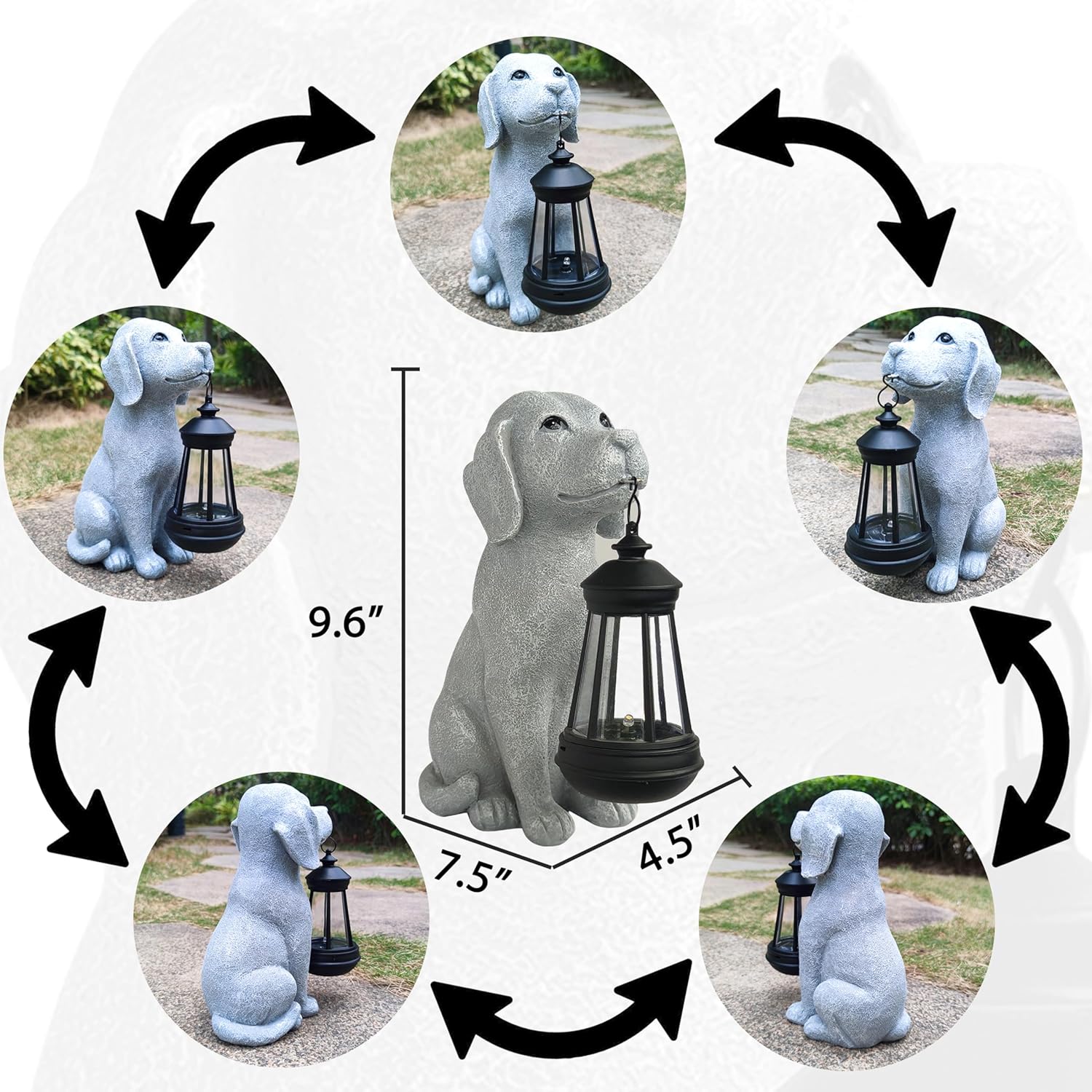 Solar Dog Outdoor Garden Statue with LED Light,Dog Solar Lights Lantern Outside Decorations for Yard, Lawn Decor Statue for Patio, Balcony, Yard Ornament,Unique Dog Gifts for Mom - Image 5