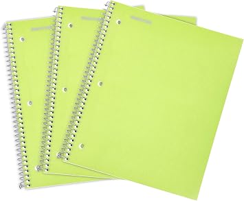 Mintra Office Durable Spiral Notebooks, 1 Subject, Green, College Ruled 3 Pack, 100 Sheets, Poly Pocket, Moisture Resistant Cover, Strong Chipboard back, For School, Office, Business